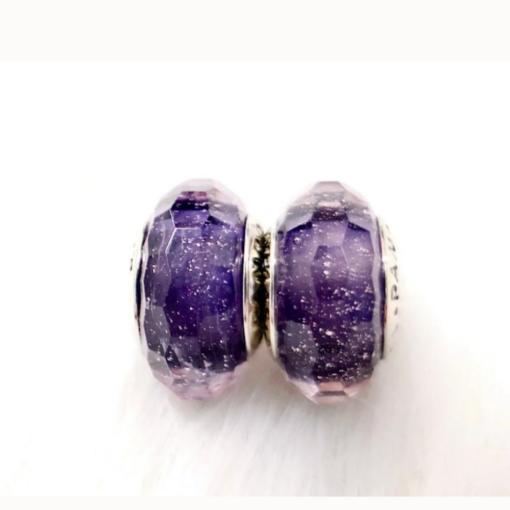 Pandora pair of purple shimmered Muranos.